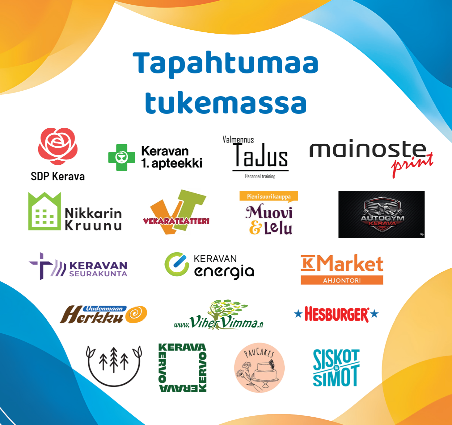Tapahtumassa mukana olevat tukijat ja yhteistyökumppanit
