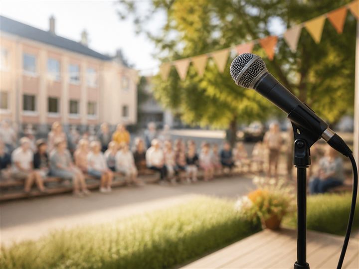 Mikrofoni kyläjuhlan ulkolavalla